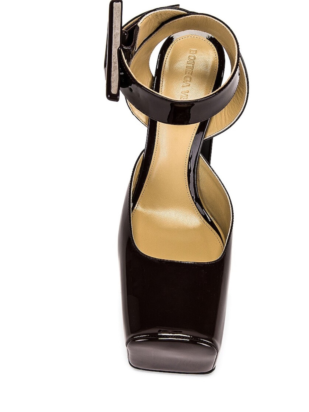BOTTEGA VENETA Patent Platform Block Heel Ankle-Strap Pumps - Dark Brown - Picture 12 of 15